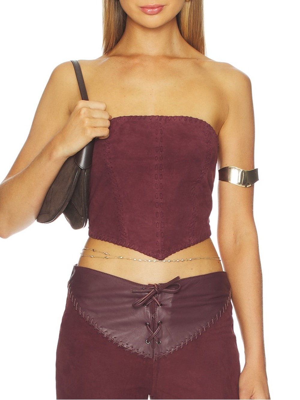 Understated Leather Hankerchif Whipstitch Top